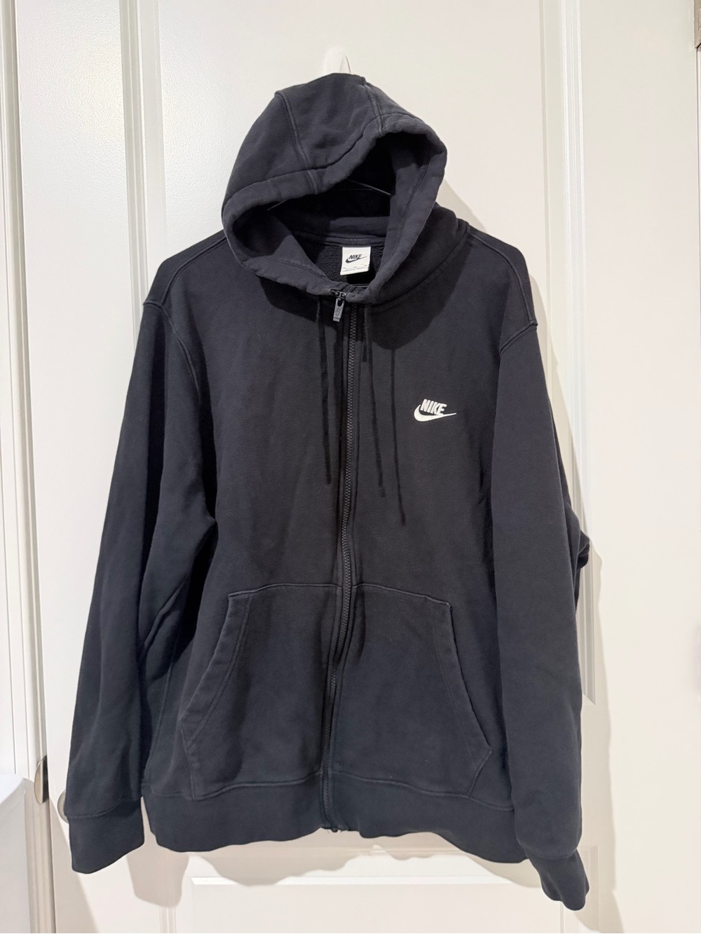 Nike Black Full-Zip Hooded Sweatshirt with White Swoosh
